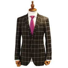 Темно-синие деловые мужские костюмы в клетку, на заказ, Классические свадебные костюмы для мужчин, шерстяные смокинги для мужчин