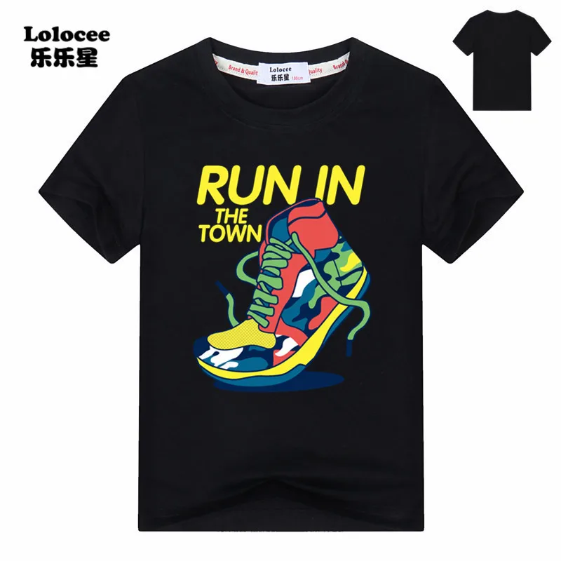 

Hot sale 2018 Summer Fashion Cotton o-neck Boys t shirts 3D Shoes printed T-Shirt for Kids Funny Shirts 6-14T Brand Clothing