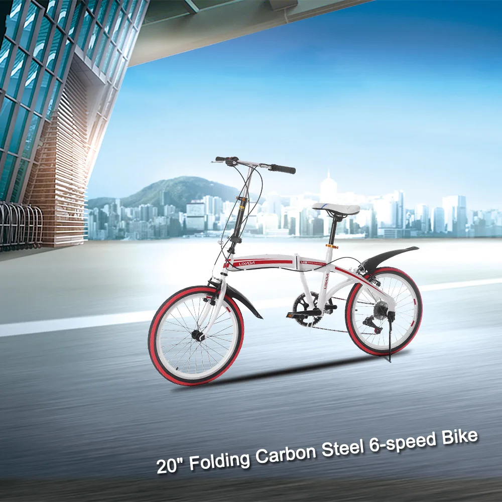 Cheap Lixada 20" Folding Carbon Steel U8 Bike 6-speed Portable Bicycle Fold Storage 2018 New design Bike for men and Women 25