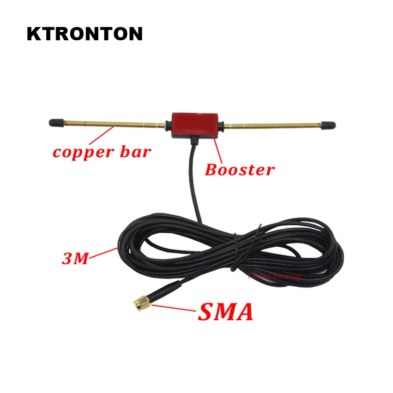 

Copper Bar Aerial Car DVB-T T2 ISDB-T Digital TV Active Antenna with SMA Connector, Amplifier Booster for Car DVD Digital TV Box