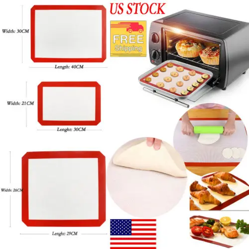 

Silicone Baking Mat Sheet Bakeware Oven Non Stick Cookie Tray Heat Resistant USA