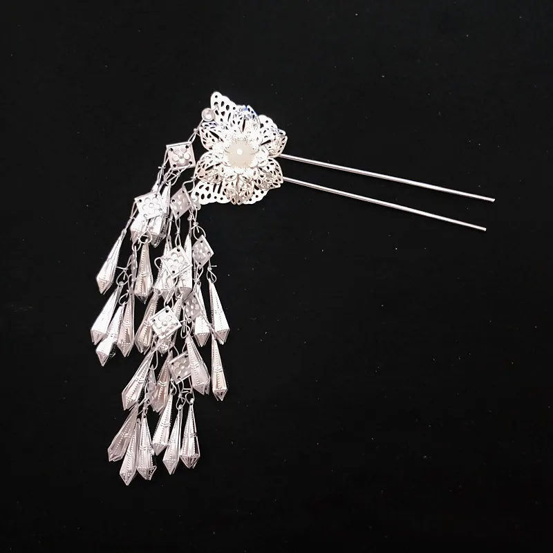 

silver hairpin vintage hair clip miao clothing head wear minority head flower vintage princess hair accessories