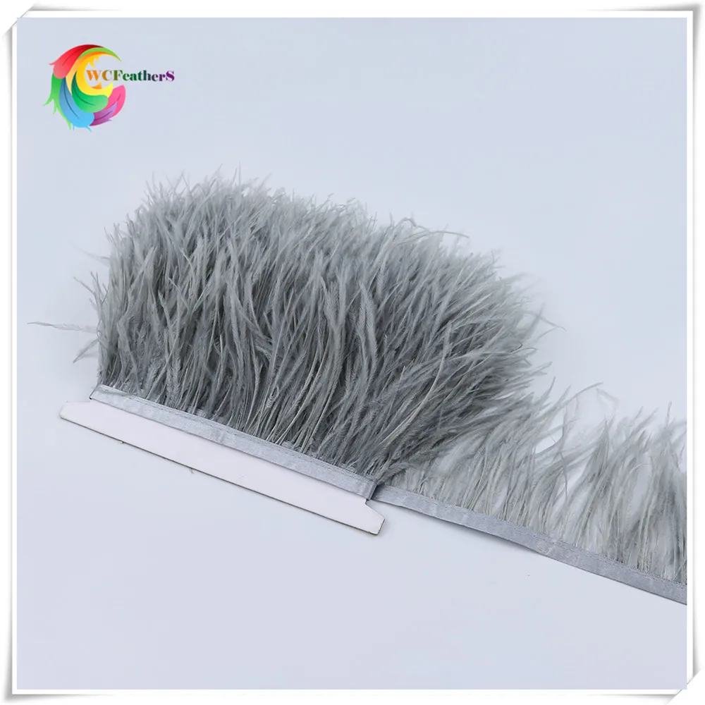 Wholesale 2 meters 8-10CM Ostrich feather Trims for skirt/dress/costume Sewing Ribbon Decorative feathers Lace