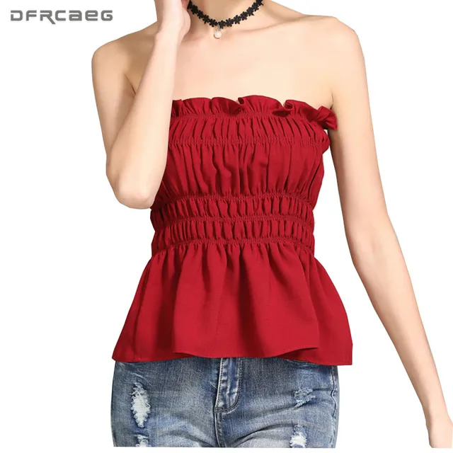 Streetwear Sexy Off Shoulder Bralette Crop Top Women 2018 Fashion