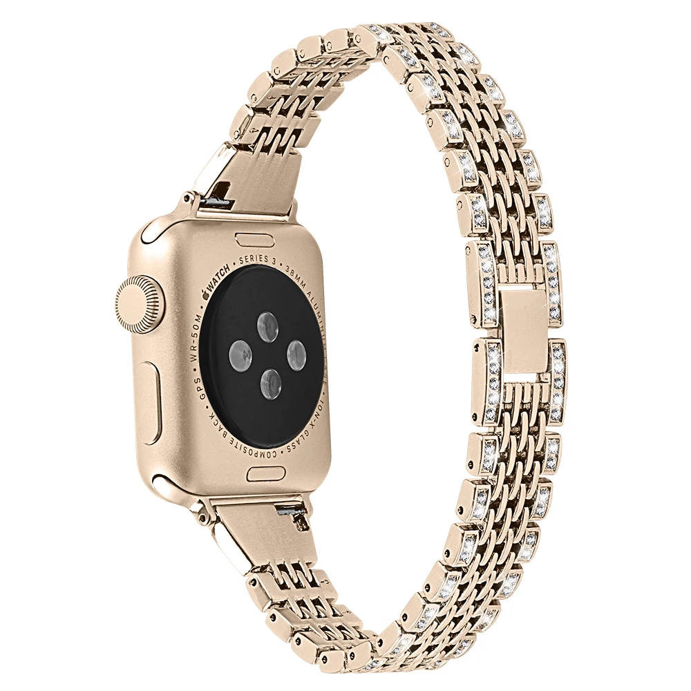 Ремешок из нержавеющей стали для Apple Watch браслет с алмазным покрытием series 4 3 2 1 iWatch