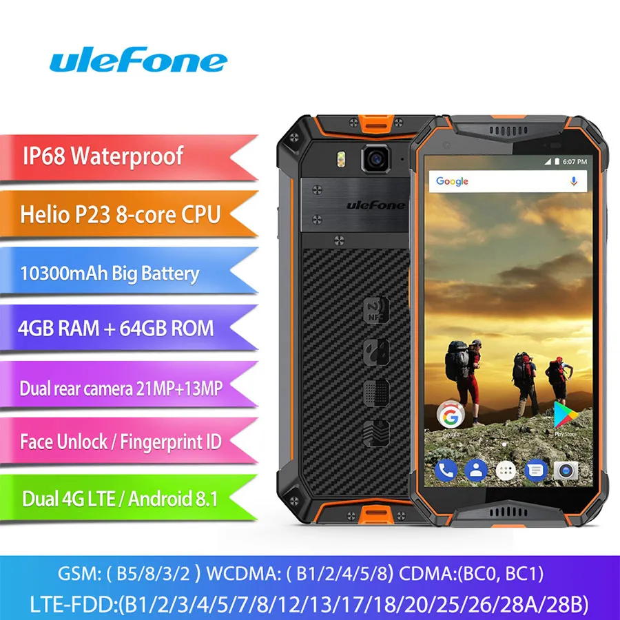 Ulefone power 3 IP68 Водонепроницаемый helio P23 мобильный телефон Android 8 1 5 7 &quotFHD + безрамочный