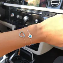 925 стерлингового серебра подарок на день Святого Валентина, pave бирюзой с милым сердечком Шарм нежный любовника, большое ожерельес сердцем браслет из серебра