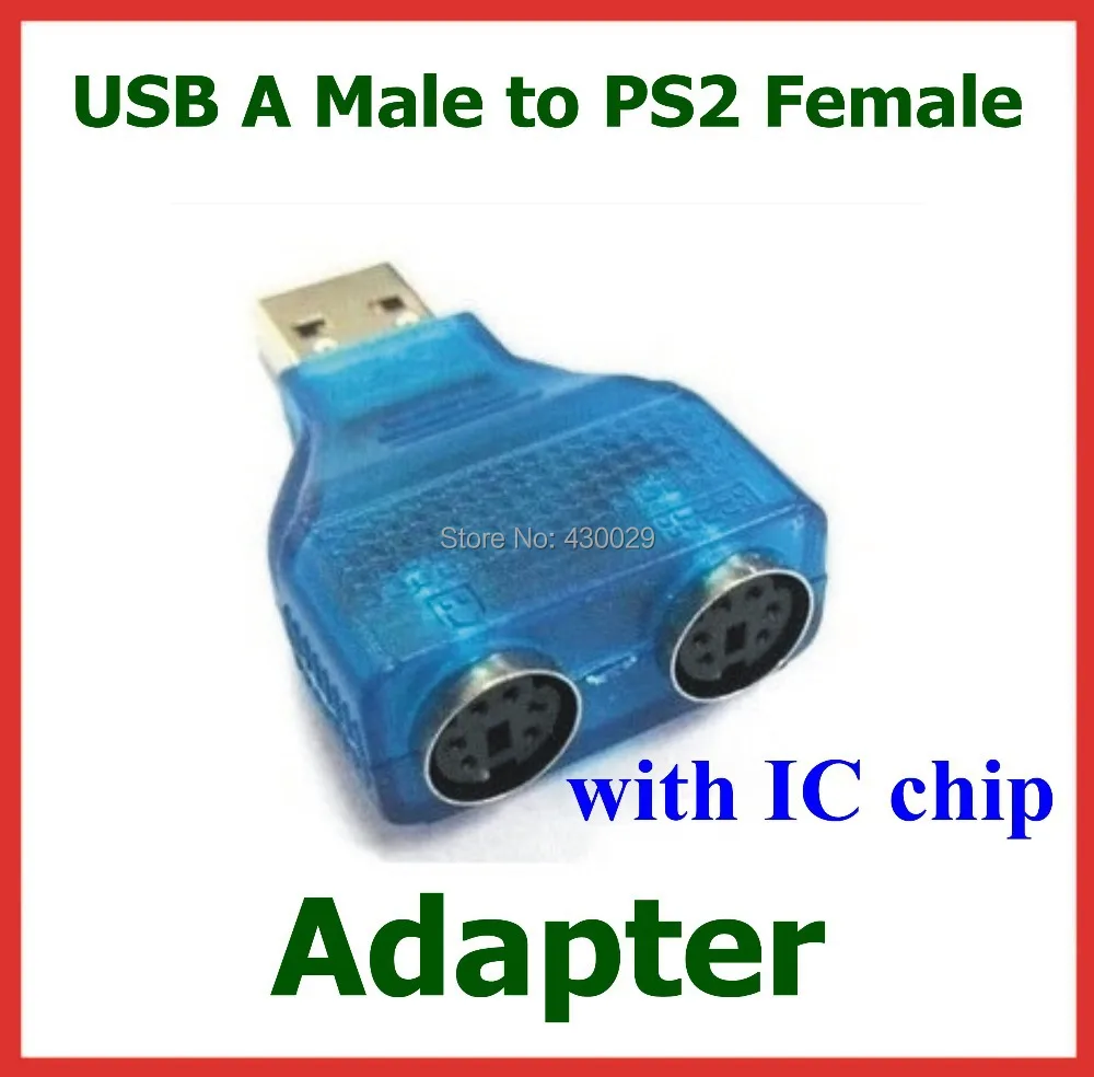 500Pcs USB ชาย PS2หญิงอะแดปเตอร์ Y Splitter Extender 1ชาย2หญิงชิป IC สำหรับเมาส์คีย์บอร์ดusb to