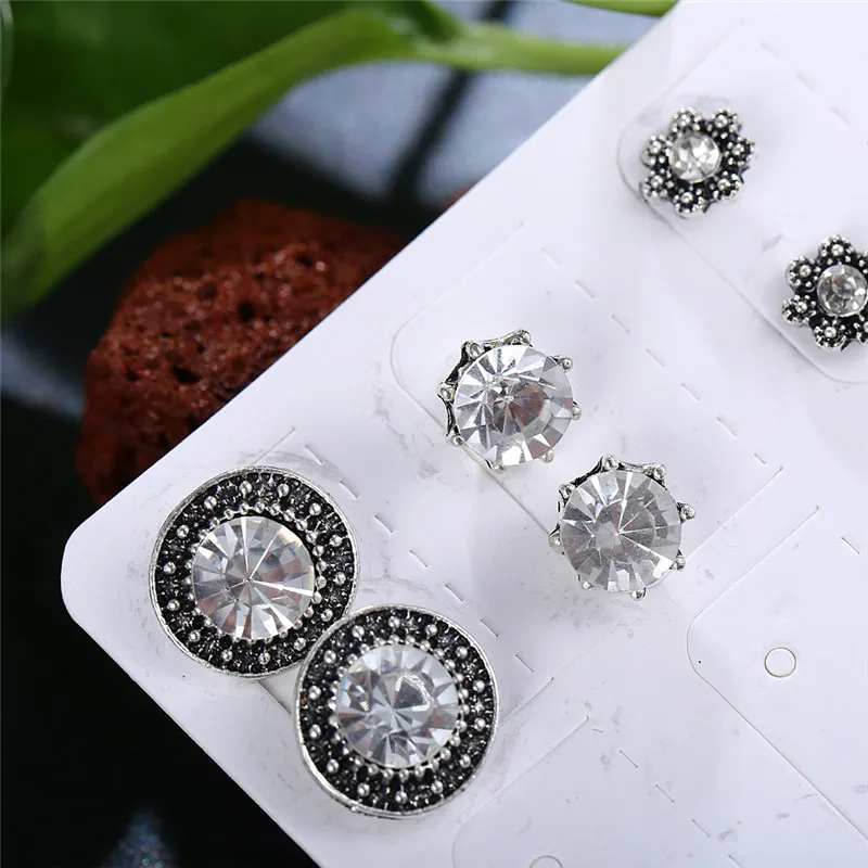 Винтажные круглые серьги-гвоздики в форме цветка с каплевидными геометрическими каплевидными кристаллами, маленькие серьги для женщин, модные ювелирные изделия