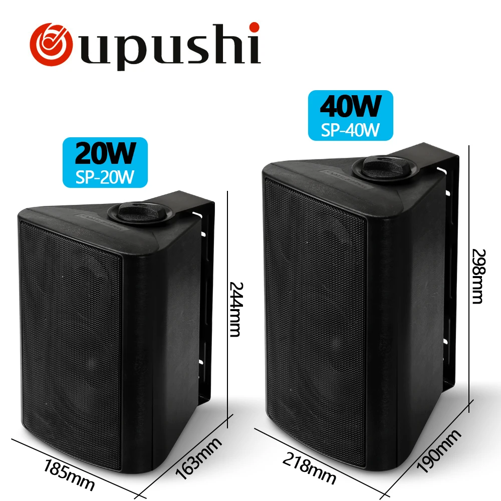 Oupushi 2-Way Full Range Wall Mounted Speaker 20W, 40W Home Theater On-Wall Speakers White and Black For Background Music