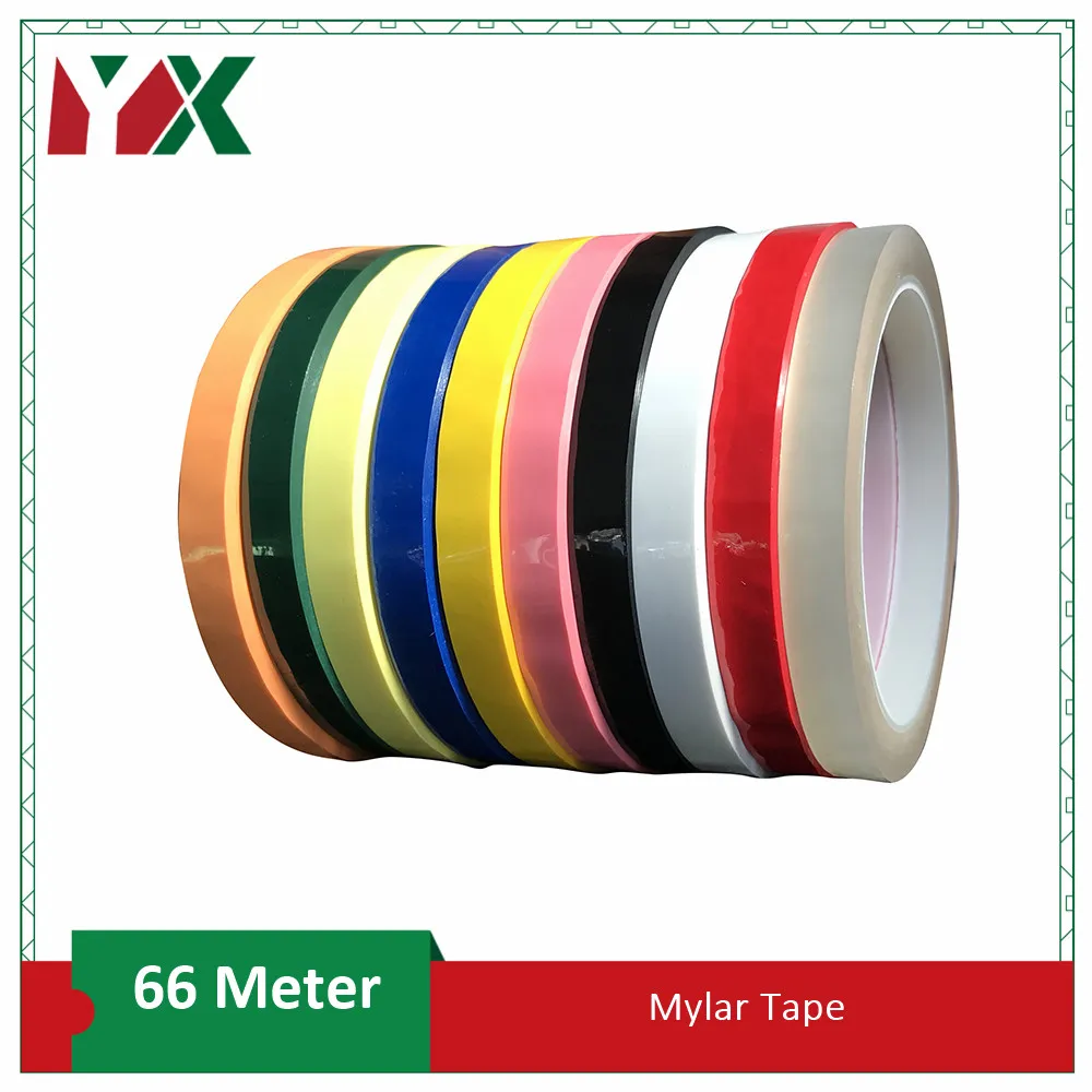 YX лента Мара клейкая изоляция майларовая лента для трансформатора, мотора, конденсатора, обмотка на катушке, анти-пламя 10 цветов 66 метров/рулон