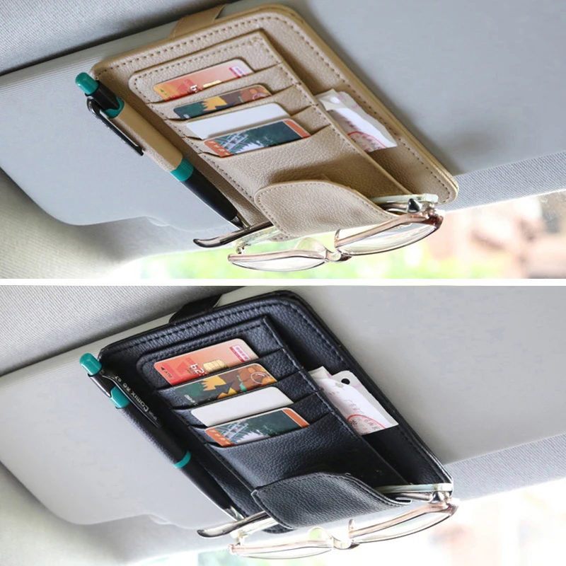 1x Car Glasses Holder Clip Card Storage Bag For Lada Granta Vaz Kalina Priora Niva Samara 2 2110 Largus 2107 2106 4x4 2114 2112