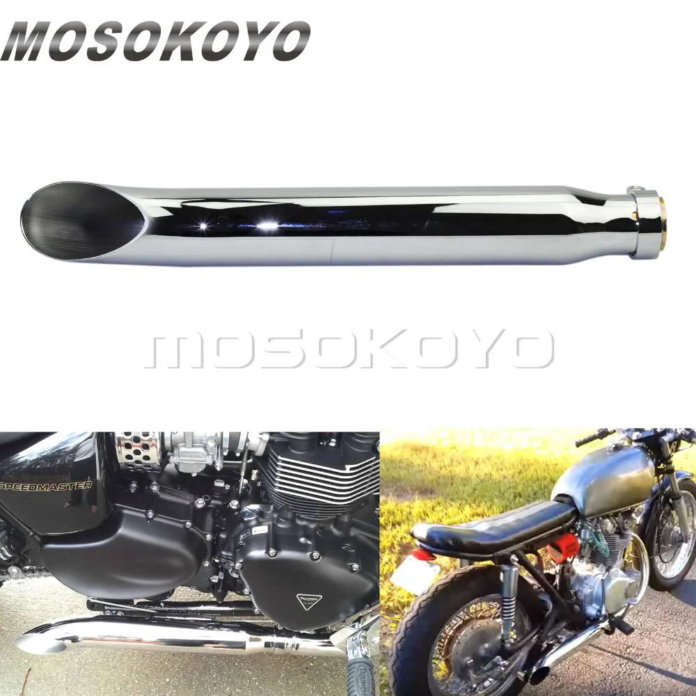 Chrome Motorcycle 410mm Exhaust Muffler 35 41mm Silencer Pipes for