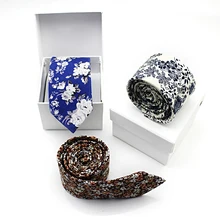 Мужские галстуки, хлопок, 6 см, тонкий галстук для мужчин, повседневный галстук с растительным орнаментом, дизайнерская мода, лучшие корбаты, вечерние галстуки с подарочной коробкой