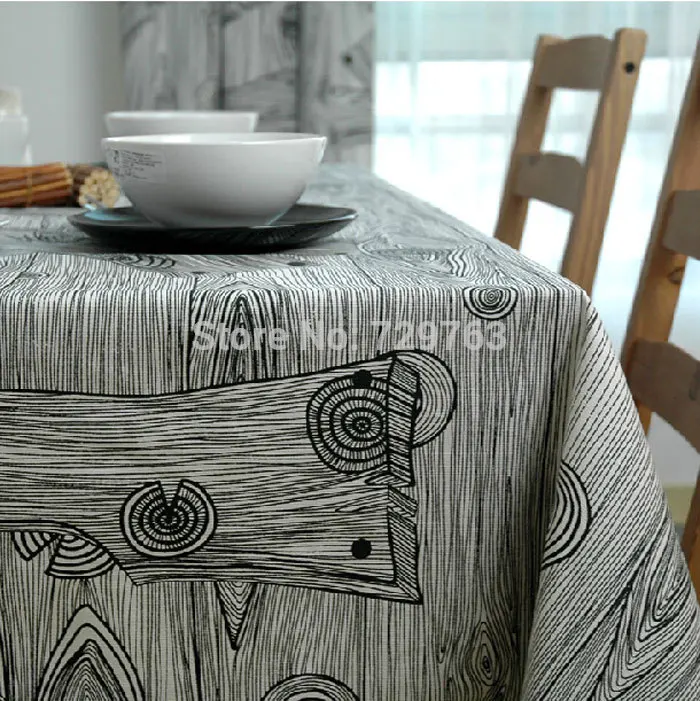 Cotton Tablecloth Tablecloths Coffee Table Cloth Black and White Wood