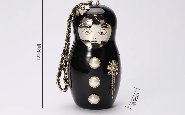 Russian Doll Acrylic Dinner Handbag Evening Bag Fat Baby Female Bag Ladies Pearl New Cartoon Pattern Shoulder Bag