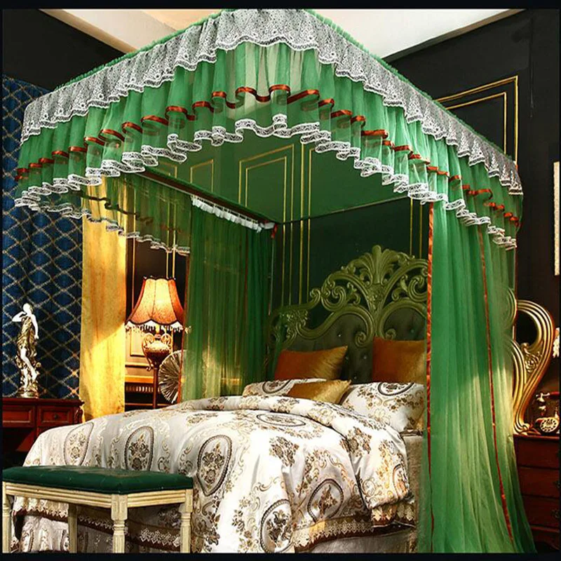 

free shipping luxury bed decor U-track 3doors Guideway mosquito net lace edging double bed Rail mosquito net anti-mosquito net