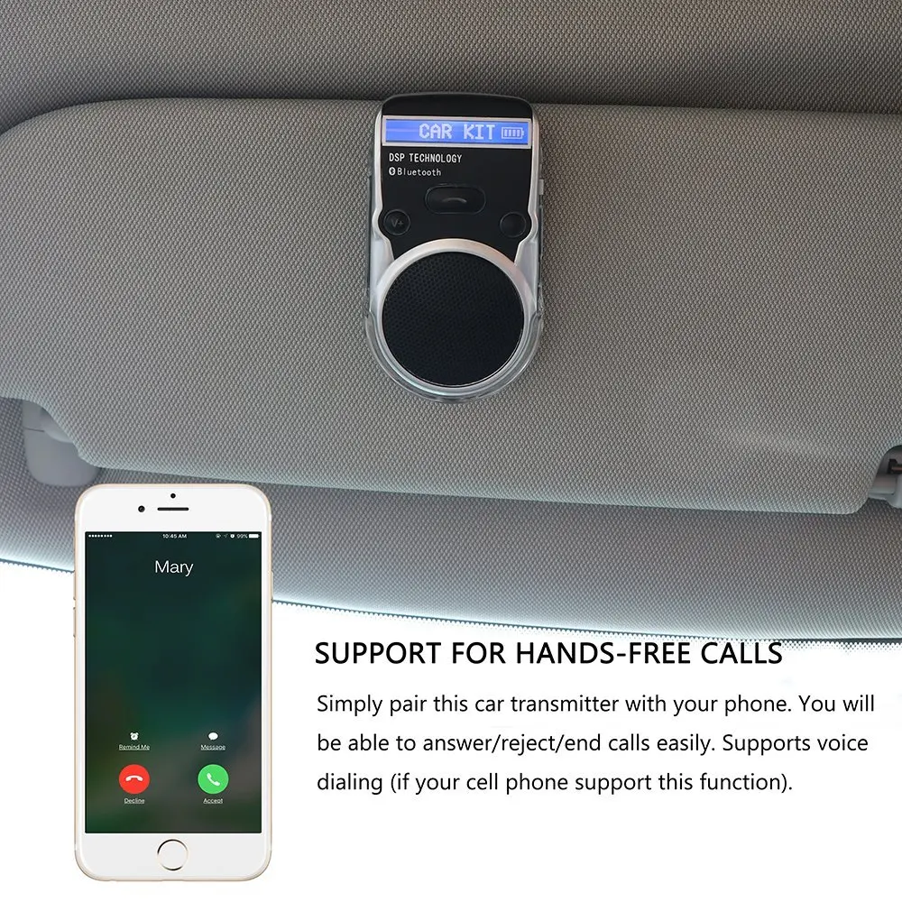 Ohater Powered Громкая связь беспроводной Bluetooth Handsfree автомобильный комплект для мобильного телефона Hands Free в автомобиле для iPhone