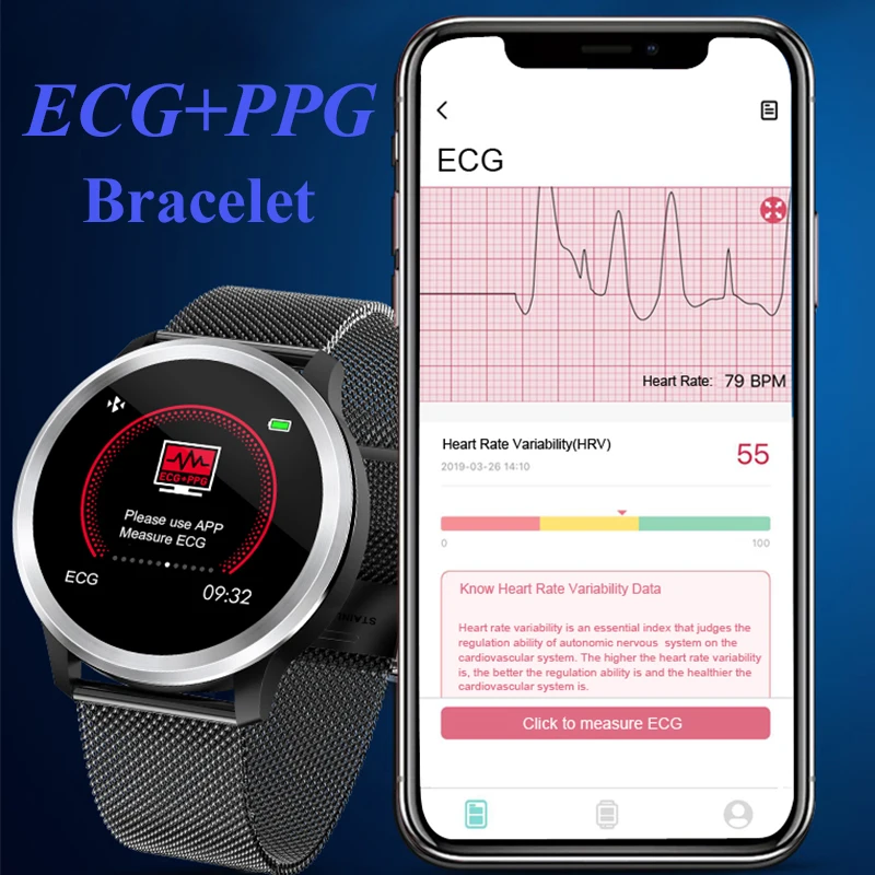 Часы ECG IP68 смарт браслет монитор сердечного ритма кровяное давление часы фитнес