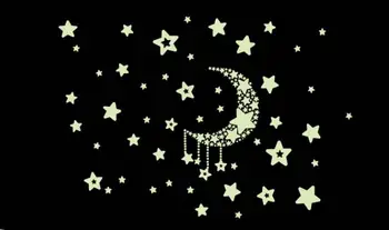 

Moon Stars Fluorescent Wall Sticker Mural Decal Removable Glow In The Dark Sticker Home Decoration Stickers