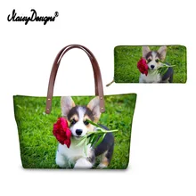 Noisydesigns Дамская Для женщин хозяйственная сумка милые вельш корги пемброк щенок Роскошные Сумки большие сумки для девочек кожаные кошельки