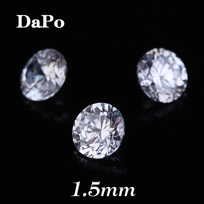 

Hearts and Arrows 1.5MM Crystal White Clear Round Cubic Zirconia Stones Loose Synthetic Gems For Jewelry DIY Wax Setting
