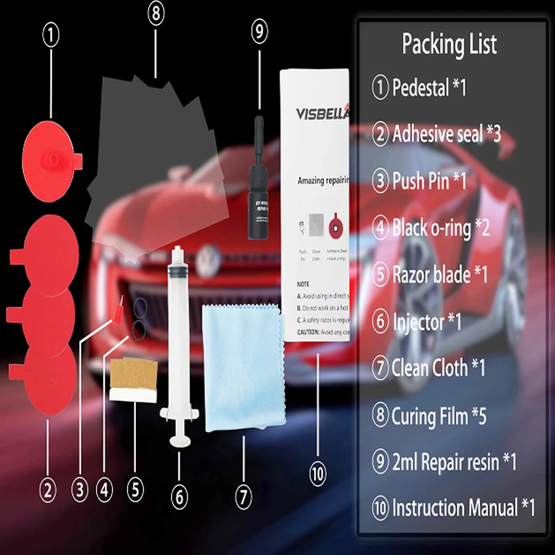 VISBELLA, набор для Ремонта Лобового Стекла, DIY, ветровое стекло, царапины, чип трещины, восстановление, ремонт, для ухода за автомобилем, полировка окон, наборы ручных инструментов