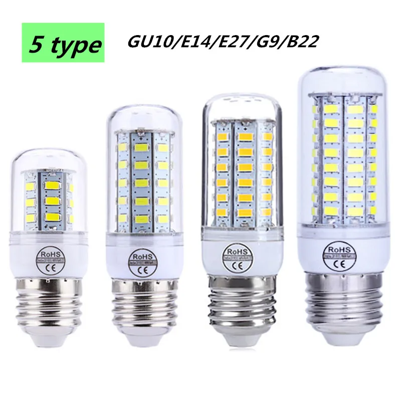 

Free shipping SMD 5730 Corn Light LED Lamp E27 E14 B22 GU10 G9 LED Corn Bulb Light 220V Led Lamp Chandelier Candle LED light