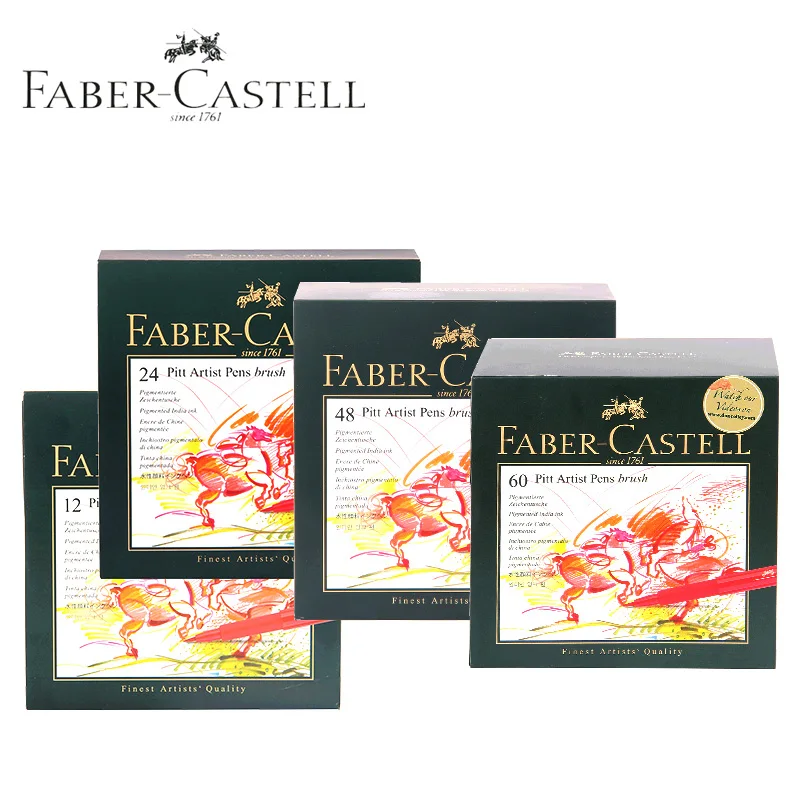 Faber Castell Pitt ручки художника кисть B студия коробка 12 24 48 60 на акварельной основе мягкие маркеры каллиграфии