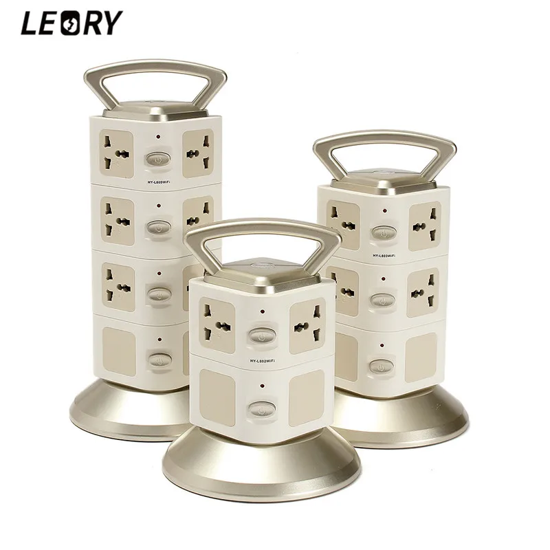 

LEORY 3D Smart Wifi Power Adapter Socket Outlet EU Plug Nickel-plated 2/4/6 Universal Outlet Port With 2 USB 1 Lan Port Charger