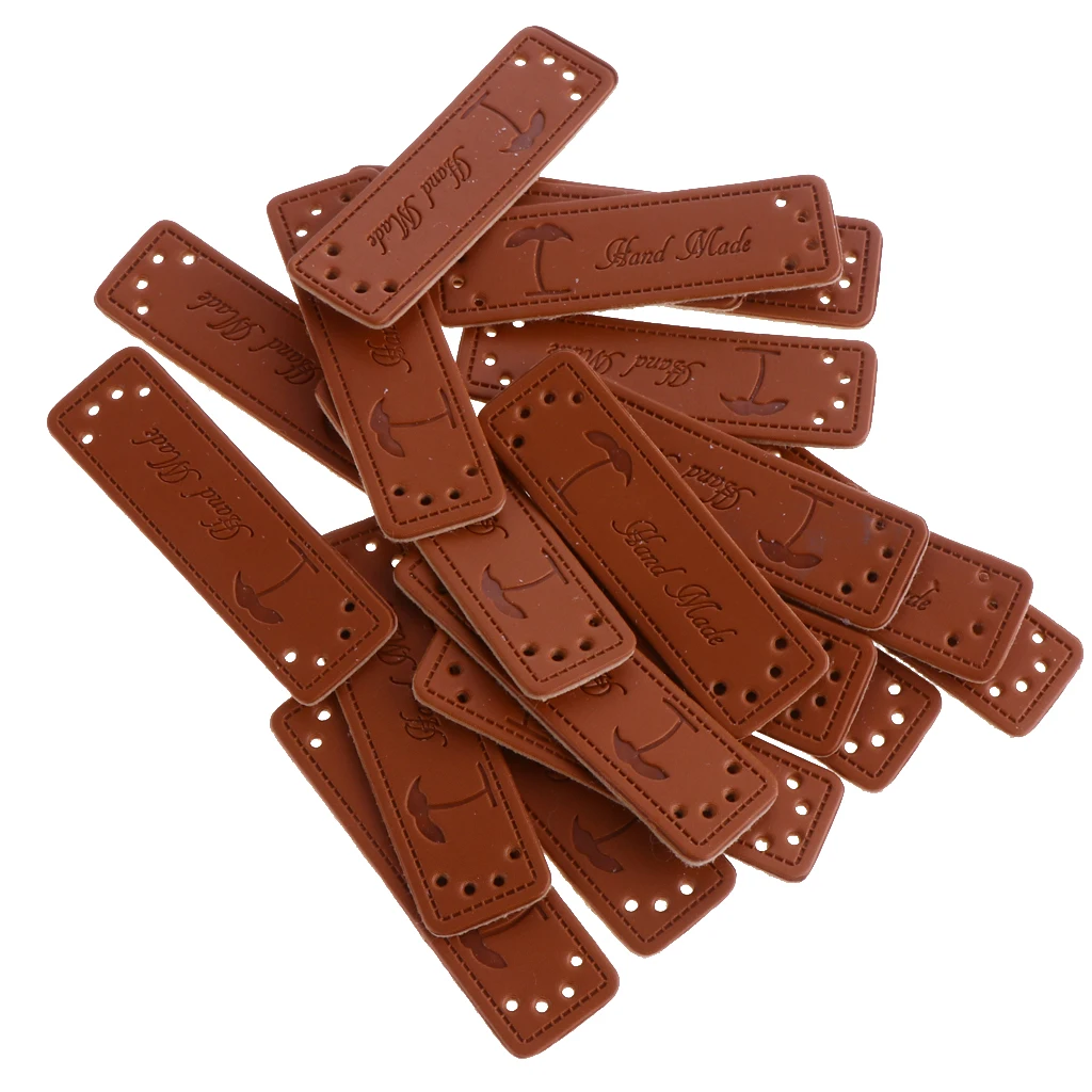  60Pcs Wholesale Handmade PU Leather Labels For Clothes Garment Labels Jeans Bags Shoes Craft DIY  Sewing Accessories Hand Tool