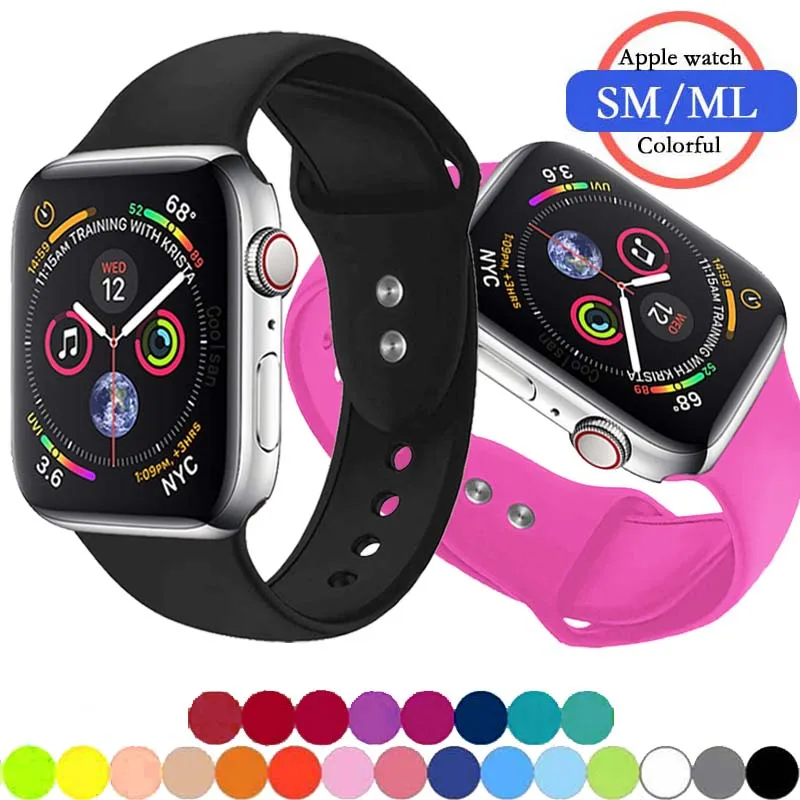 

Colorful band for Apple Watch strap 42mm 44mm Replaceable Bracelet Sport Silicone Watch Strap 38/40mm for iWatch Series 4&3&2&1