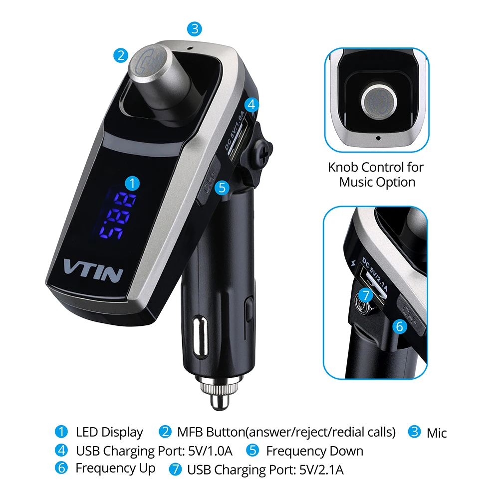 VicTsing Bluetooth FM Transmitter Car Kit Wireless Radio Car MP3 Player Bluetooth FM Transmitter Modulator Cheap Price           (5)