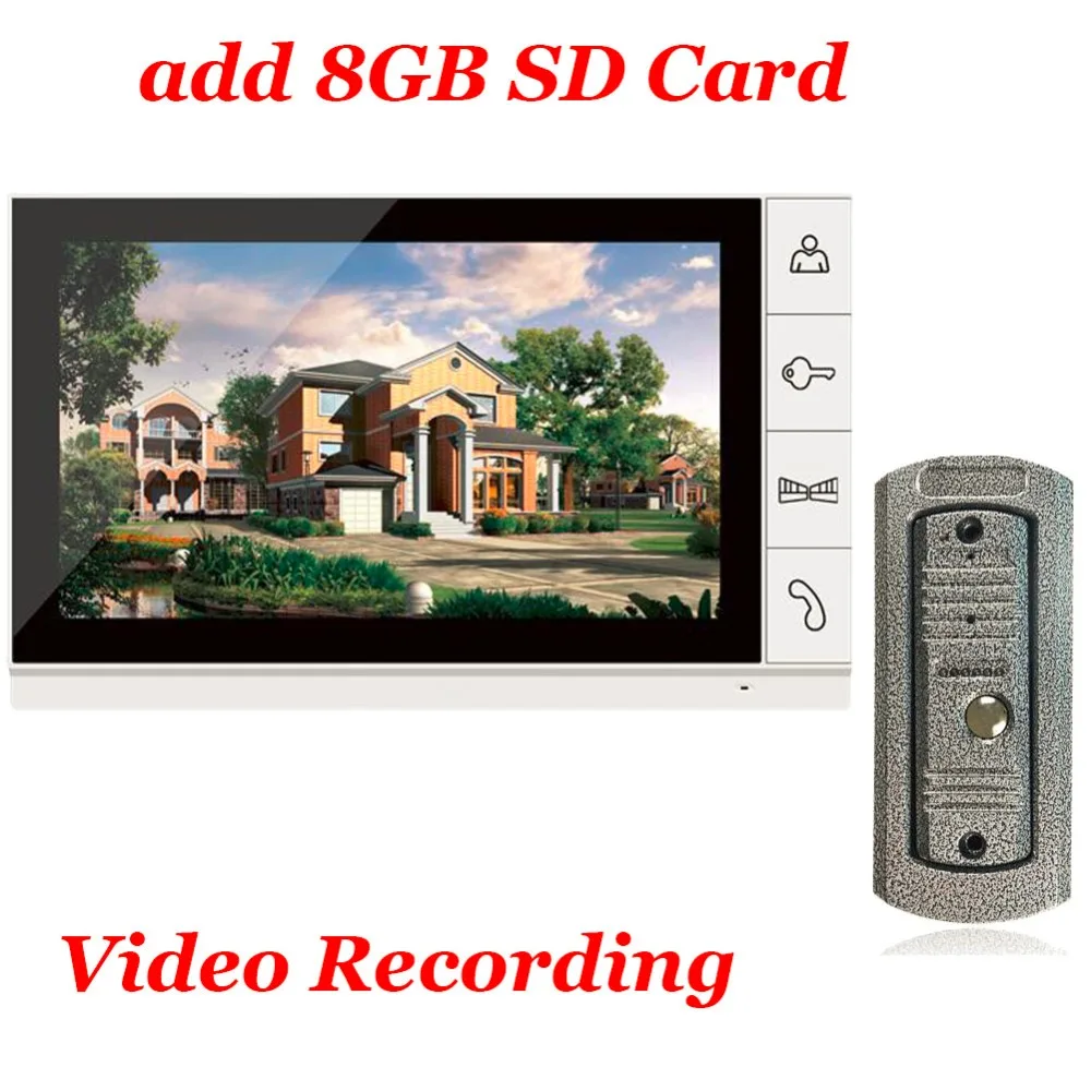 

Home use Luxury 9 Inch Big Screen + 8GB SD Card Video Record Door Phone Intercom System Doorbell IR Camera Intercom Door bell