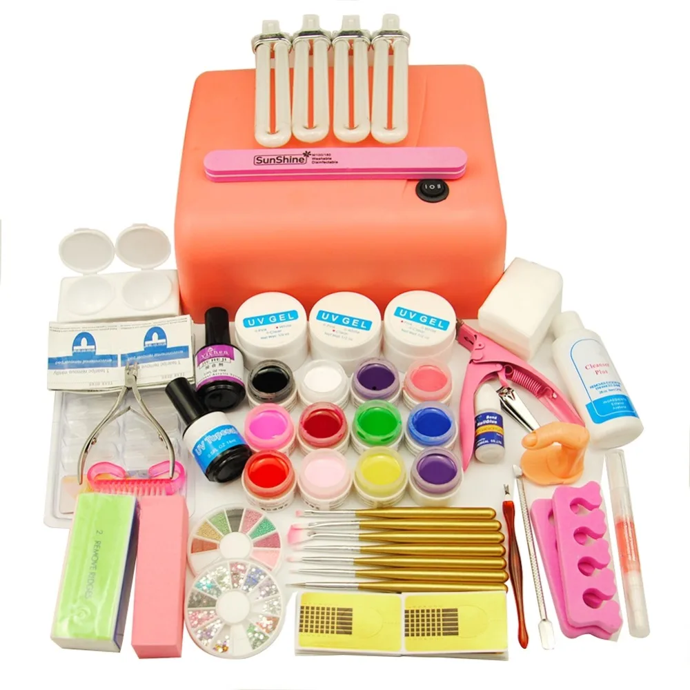 

36W UV Lamps UV Gel Polishes Kit Set Dryer Gel Kit Soak Off Polish Vanishes Base Topcoat File Brush Manicure Pedicure Tools Kit