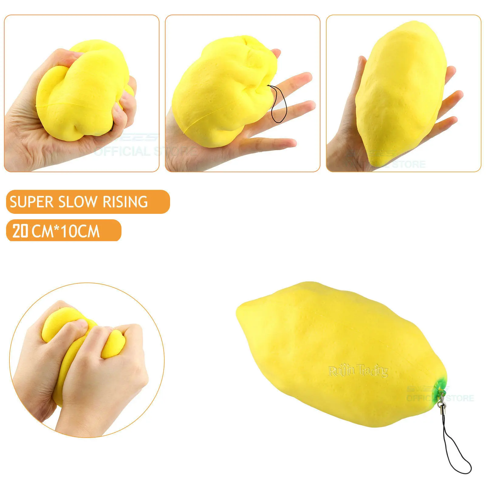 20cm Super Big Lemon Squishy Slow Rising Kawaii Jumbo Squeeze Scented Cute Strap Bread Cake ...