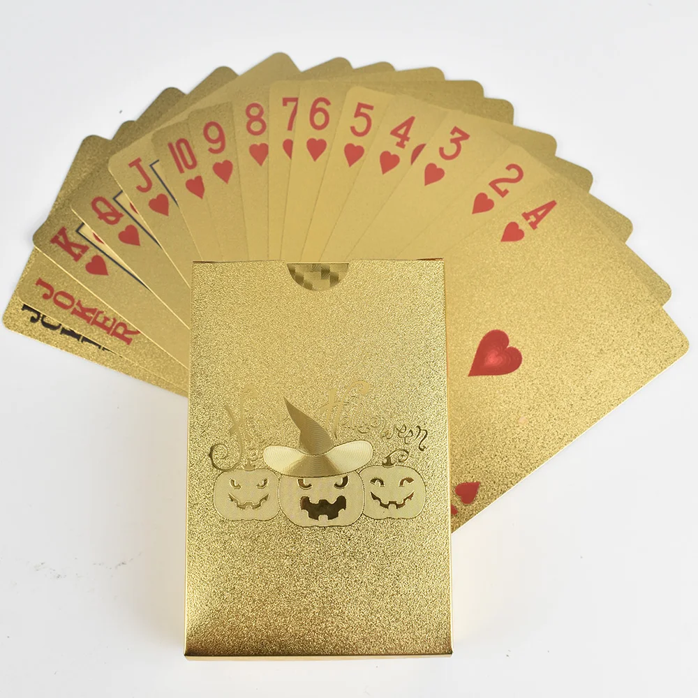 

Game Poker Halloween Gold Foil Playing Cards Plastic Waterproof Cards For Collection Gift
