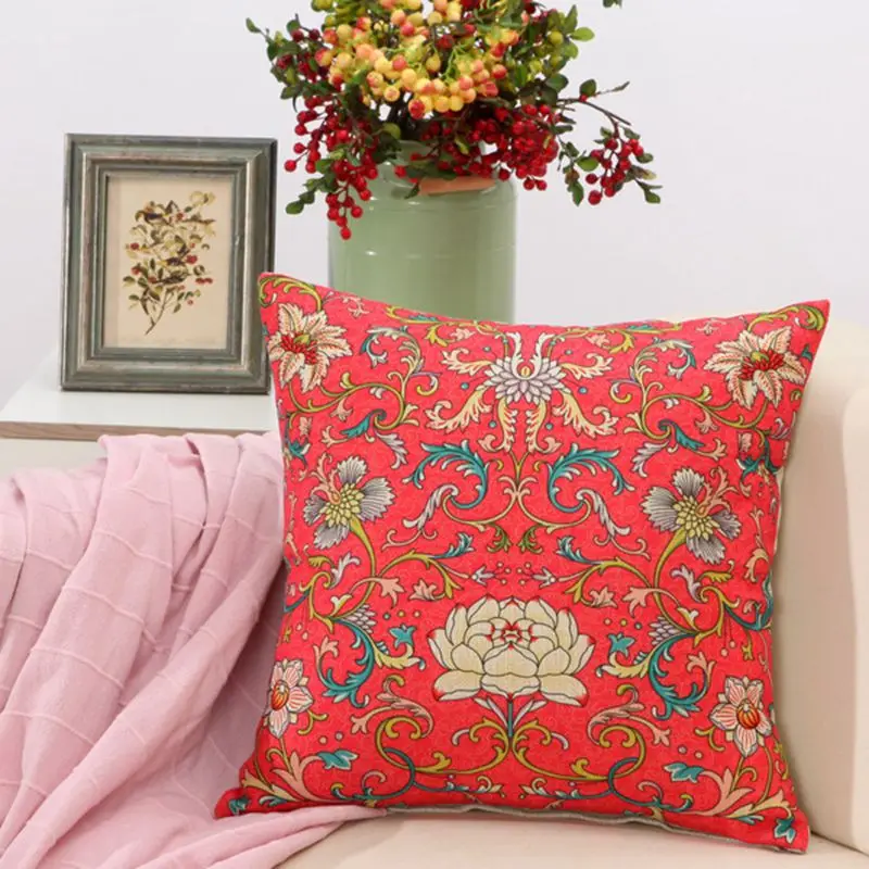 Хлопок, лен, китайский винтажный стиль, живопись, цветок лотоса, декоративные подушки, наволочка для автомобильной подушки диван, домашний декор