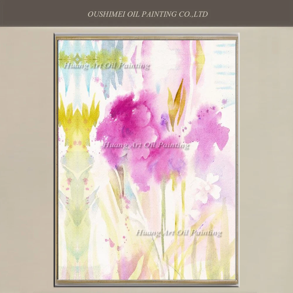 

Artist Handmade High Quality Abstract Flower Oil Painting on Canvas Beautiful Light Colors Purple Flower Oil Painting on Canvas