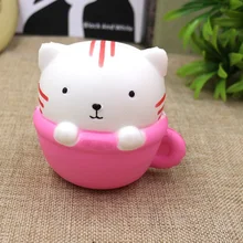 Милые Животные Squishy Cat игрушки розовый имитация Cat чашка украшения из мягкой искусственной кожи выжать стресса детские игрушки весело кляп игрушка в подарок для детей