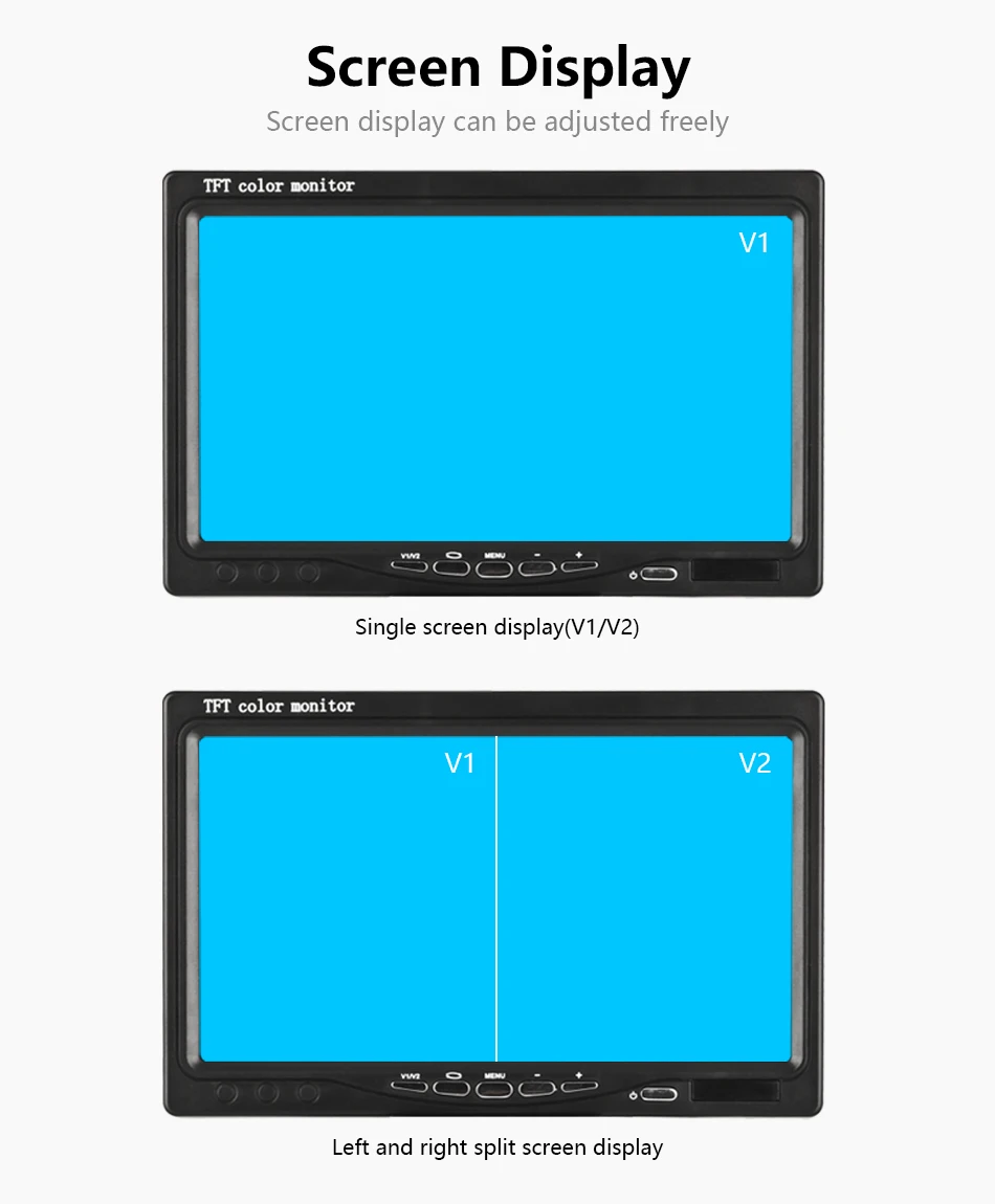 Vtopek 7 ''автомобильный монитор HD Автомобильный экран 2 сплит-экран PAL NTSC 2 видео вход пульт дистанционного управления интеллектуальный процессор 4 PIN Камера заднего вида