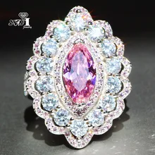 Ювелирные изделия yayi принцесса огранка 7,6 карат розовый циркон серебряный цвет обручальные кольца с сердцем вечерние кольца для девочек Подарки 863
