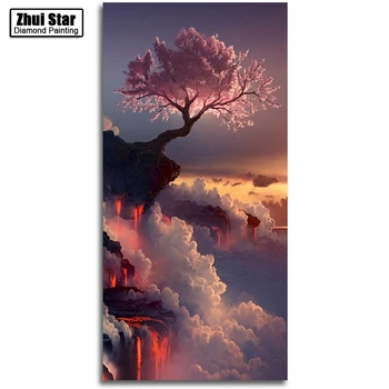 

Sakura Diamond Embroidery ,cherry On the Volcano Picture rhinestone ,Embroidery Crystal Diamond Mosaic , 5D Diamond Painting SY