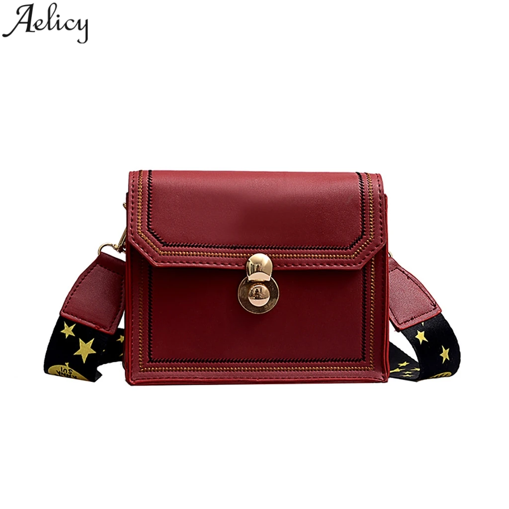 

Aelicy Women Wide Belt Messenger Bag Solid High Quality Flap Elegant Small Square Bag Designed Crossbody Bag Hot Sales