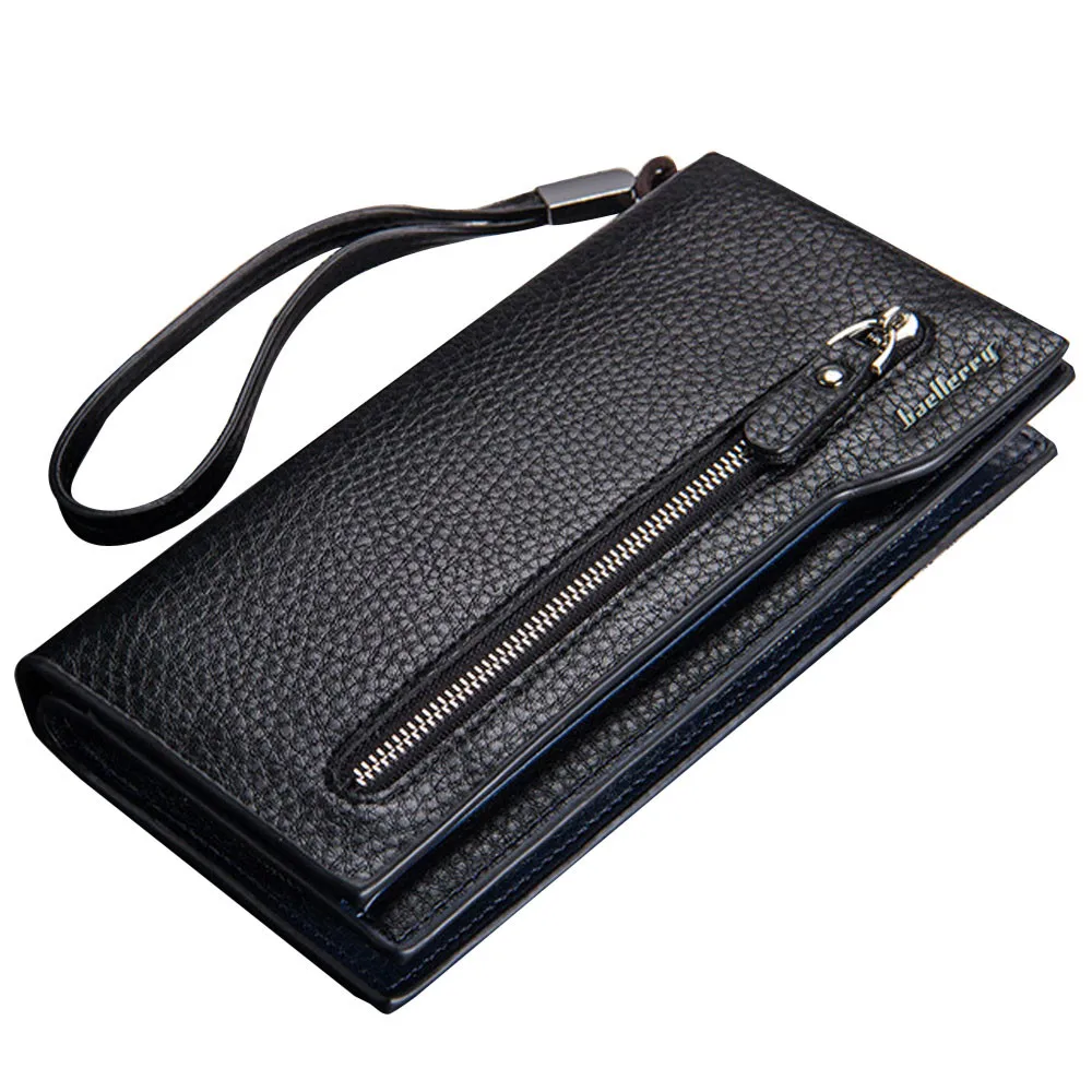 

Xiniu Mens Zipper Long Leather ID Card Holder Billfold Zip Purse Wallet