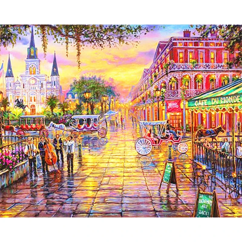Jackson square New orleans Louisiana Landscape image 3D DIY diamond painting cross stitch diamond embroidery mosaic wall decor