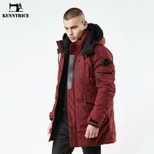 KENNTRICE зимнее длинное пальто с капюшоном Куртка мужская теплая дышащая хлопковая стеганая Толстая Мужская парка