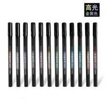 Graffiti coloré à encre métallique, 12 pièces/paquet, pour manuel, surligneurs de couleur bonbon, marqueurs promotionnels, papeterie cadeau pour Scrapbooking