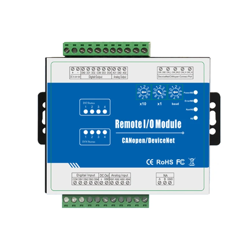 DeviceNet Remote I/O Module data acquisition module CANBus Interface Support Predefined Master/Slave(4DI+4DO+4AI+2AO) M120D DeviceNet Remote I/O Module data acquisition module CANBus Interface Support Predefined Master/Slave(4DI+4DO+4AI+2AO) M120D
