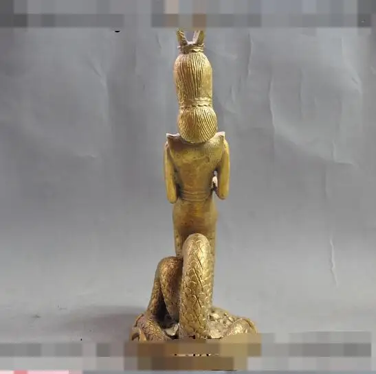 

S1161 9" chinese myth brass evil Snake demon spirit Alluring woman Snake fairy statue